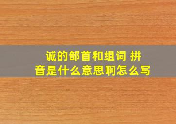 诚的部首和组词 拼音是什么意思啊怎么写